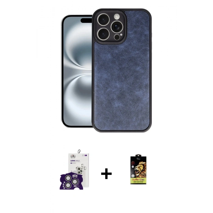 MARSİLYAN™- iPhone 16 Pro Max Kılıf Kıvılcım Işık Serisi - Siyah Buffer Cam Ekran Koruyucu + Bilvis Titan Kamera Lens - GS