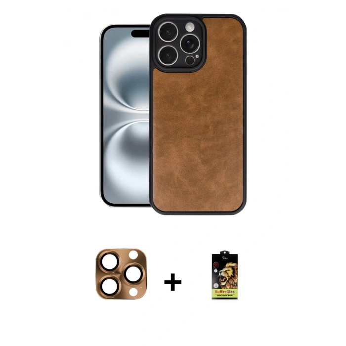 MARSİLYAN™- iPhone 16 Pro Max Kılıf Kıvılcım Işık Serisi - Siyah Buffer Cam Ekran Koruyucu + Pers Alüminyum Kamera Lens - CLTM