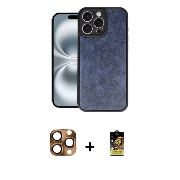 MARSİLYAN™- iPhone 16 Pro Max Kılıf Kıvılcım Işık Serisi - Siyah Buffer Cam Ekran Koruyucu + Pers Alüminyum Kamera Lens - CLTM