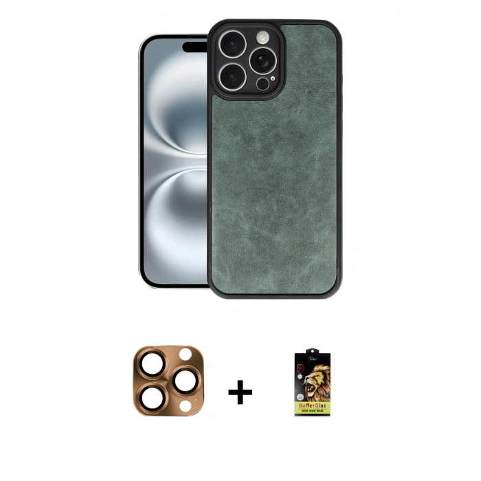 MARSİLYAN™- iPhone 16 Pro Max Kılıf Kıvılcım Işık Serisi - Siyah Buffer Cam Ekran Koruyucu + Pers Alüminyum Kamera Lens - CLTM