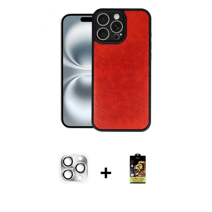 MARSİLYAN™- iPhone 16 Pro Max Kılıf Kıvılcım Işık Serisi - Siyah Buffer Cam Ekran Koruyucu + Pers Alüminyum Kamera Lens - GS