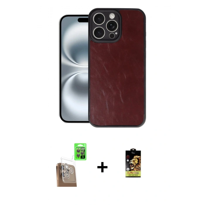 MARSİLYAN™- iPhone 16 Pro Max Kılıf Kıvılcım Işık Serisi - Siyah Buffer Cam Ekran Koruyucu + Raze Metal Kamera Lens - CLTM