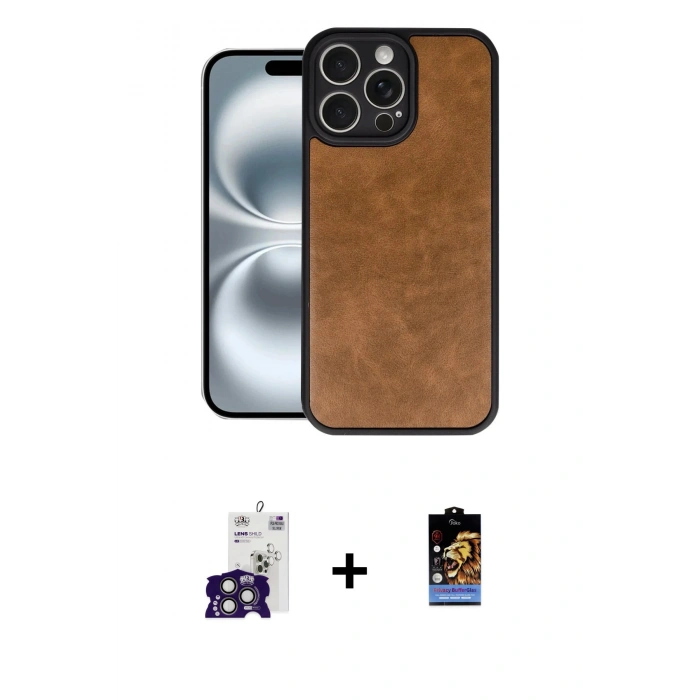 MARSİLYAN™- iPhone 16 Pro Max Kılıf Kıvılcım Işık Serisi - Siyah Buffer Hayalet Cam Ekran Koruyucu + Bilvis Titan Kamera Lens - TMGI