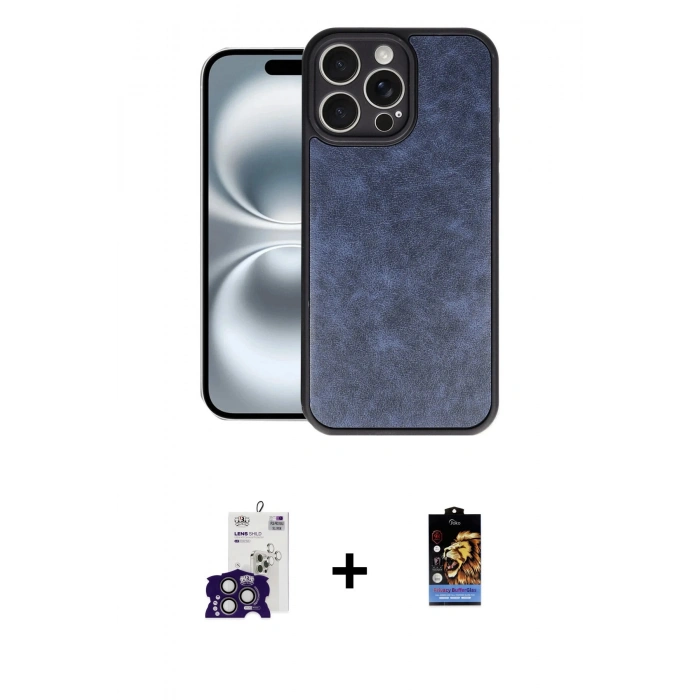 MARSİLYAN™- iPhone 16 Pro Max Kılıf Kıvılcım Işık Serisi - Siyah Buffer Hayalet Cam Ekran Koruyucu + Bilvis Titan Kamera Lens - TMGI