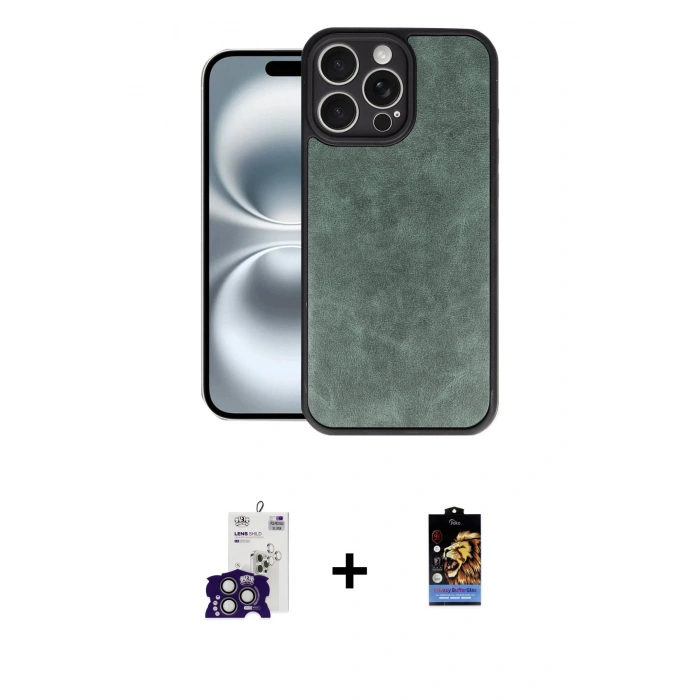 MARSİLYAN™- iPhone 16 Pro Max Kılıf Kıvılcım Işık Serisi - Siyah Buffer Hayalet Cam Ekran Koruyucu + Bilvis Titan Kamera Lens - TMGI