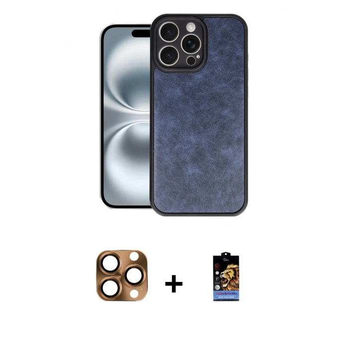 MARSİLYAN™- iPhone 16 Pro Max Kılıf Kıvılcım Işık Serisi - Siyah Buffer Hayalet Cam Ekran Koruyucu + Pers Alüminyum Kamera Lens - CLTM