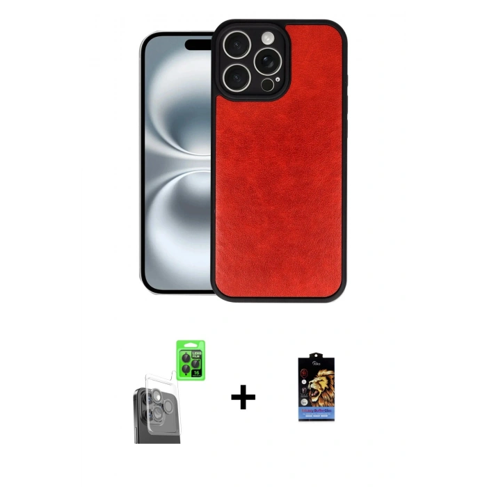 MARSİLYAN™- iPhone 16 Pro Max Kılıf Kıvılcım Işık Serisi - Siyah Buffer Hayalet Cam Ekran Koruyucu + Raze Metal Kamera Lens - SH