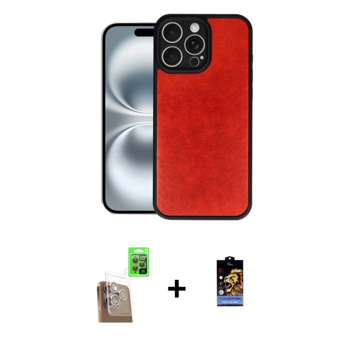 MARSİLYAN™- iPhone 16 Pro Max Kılıf Kıvılcım Işık Serisi - Siyah Buffer Hayalet Cam Ekran Koruyucu + Raze Metal Kamera Lens - CLTM