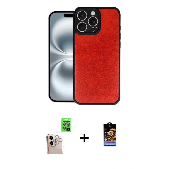 MARSİLYAN™- iPhone 16 Pro Max Kılıf Kıvılcım Işık Serisi - Siyah Buffer Hayalet Cam Ekran Koruyucu + Raze Metal Kamera Lens - NLGY