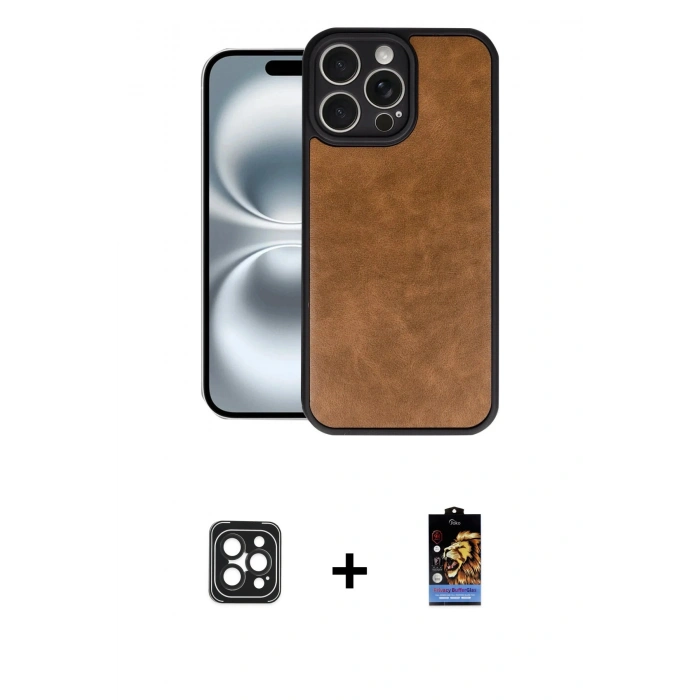 MARSİLYAN™- iPhone 16 Pro Max Kılıf Kıvılcım Işık Serisi - Siyah Buffer Hayalet Cam Ekran Koruyucu + Siyah PVD Metal Kamera Lens