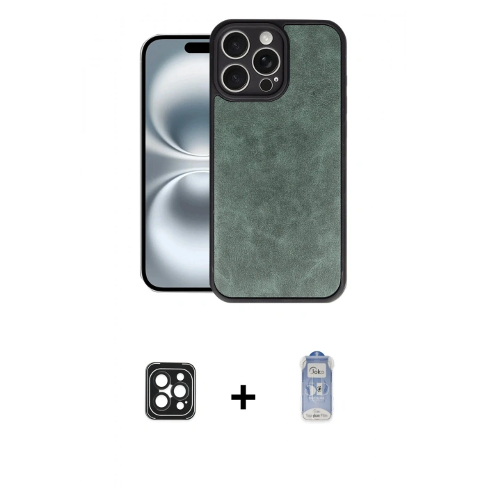 MARSİLYAN™- iPhone 16 Pro Max Kılıf Kıvılcım Işık Serisi - Siyah Joko Magic 5D Cam + PVD Metal Kamera Lens - SH