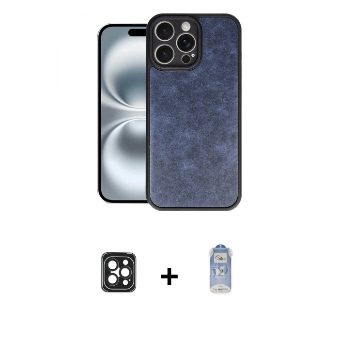 MARSİLYAN™- iPhone 16 Pro Max Kılıf Kıvılcım Işık Serisi - Siyah Joko Magic 5D Cam + PVD Metal Kamera Lens - SH