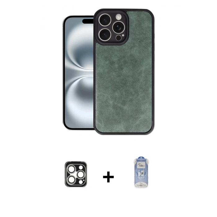 MARSİLYAN™- iPhone 16 Pro Max Kılıf Kıvılcım Işık Serisi - Siyah Joko Magic 5D Cam + PVD Metal Kamera Lens - GS
