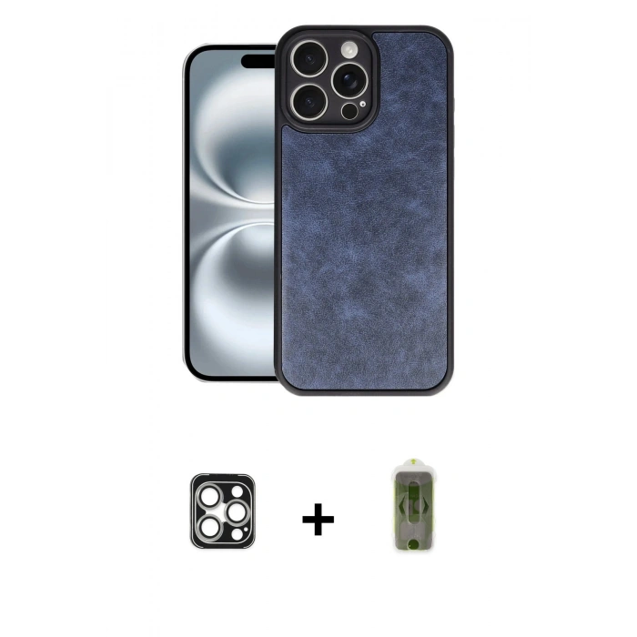 MARSİLYAN™- iPhone 16 Pro Max Kılıf Kıvılcım Işık Serisi - Siyah Joko Magic 5D Hayalet Cam + PVD Metal Kamera Lens - GS