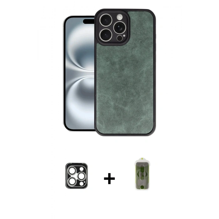 MARSİLYAN™- iPhone 16 Pro Max Kılıf Kıvılcım Işık Serisi - Siyah Joko Magic 5D Hayalet Cam + PVD Metal Kamera Lens - GS