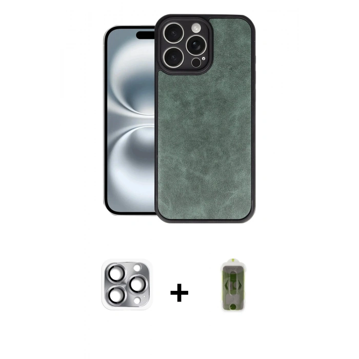 MARSİLYAN™- iPhone 16 Pro Max Kılıf Kıvılcım Işık Serisi - Siyah Joko Magic 5D Hayalet Cam + Pers Alüminyum Kamera Lens - GI
