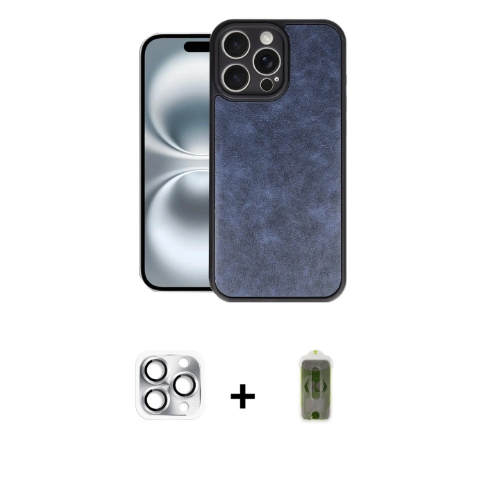 MARSİLYAN™- iPhone 16 Pro Max Kılıf Kıvılcım Işık Serisi - Siyah Joko Magic 5D Hayalet Cam + Pers Alüminyum Kamera Lens - GS