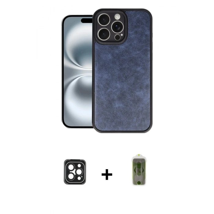 MARSİLYAN™- iPhone 16 Pro Max Kılıf Kıvılcım Işık Serisi - Siyah Joko Magic 5D Hayalet Cam + PVD Metal Kamera Lens - SH