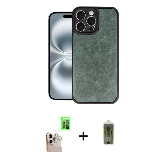 MARSİLYAN™- iPhone 16 Pro Max Kılıf Kıvılcım Işık Serisi - Siyah Joko Magic 5D Hayalet Cam + Raze Metal Kamera Lens - NLGY