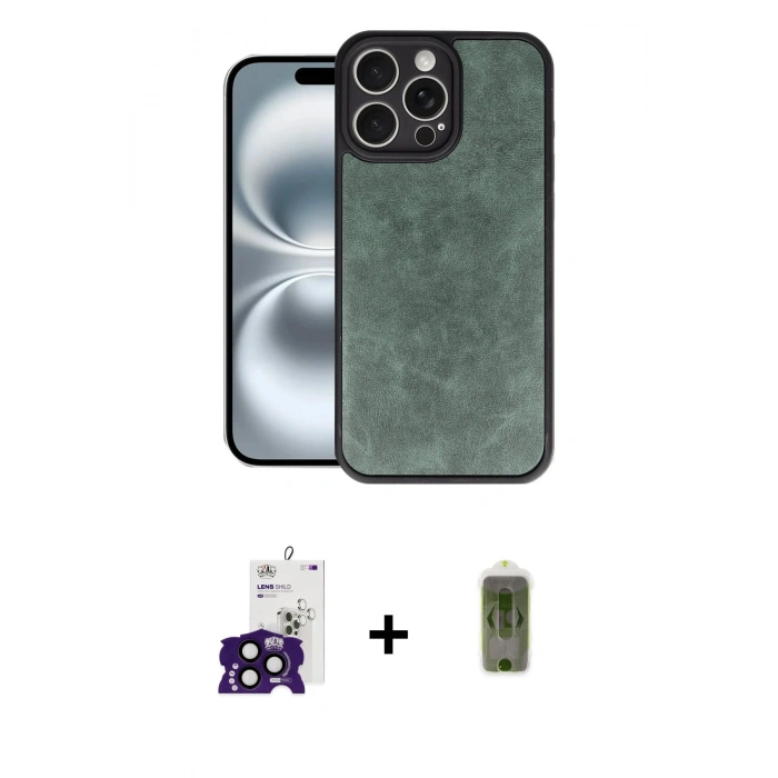 MARSİLYAN™- iPhone 16 Pro Max Kılıf Kıvılcım Işık Serisi - Siyah Joko Magic 5D Hayalet Cam + Siyah Bilvis Titan Kamera Lens
