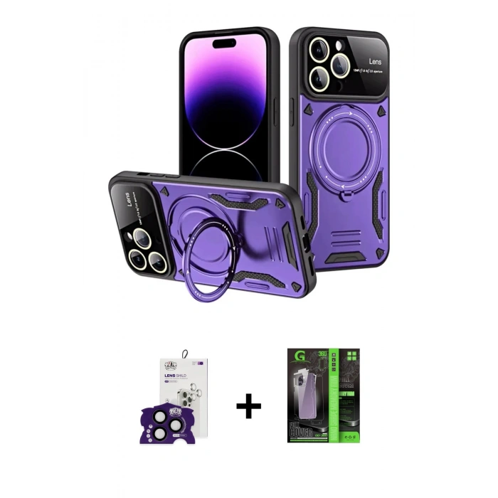 MARSİLYAN™- iPhone 16 Pro Max Kılıf Kıvılcım Modern Serisi - Şeffaf 360 Full Body Arka Koruyucu + Bilvis Titan Kamera Lens - SH