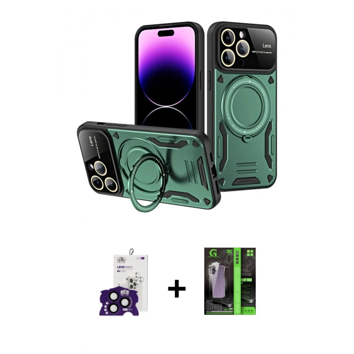MARSİLYAN™- iPhone 16 Pro Max Kılıf Kıvılcım Modern Serisi - Şeffaf 360 Full Body Arka Koruyucu + Bilvis Titan Kamera Lens - SH
