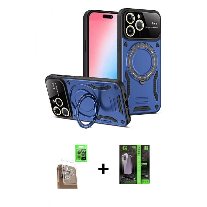 MARSİLYAN™- iPhone 16 Pro Max Kılıf Kıvılcım Modern Serisi - Şeffaf 360 Full Body Arka Koruyucu + Raze Metal Kamera Lens - CLTM