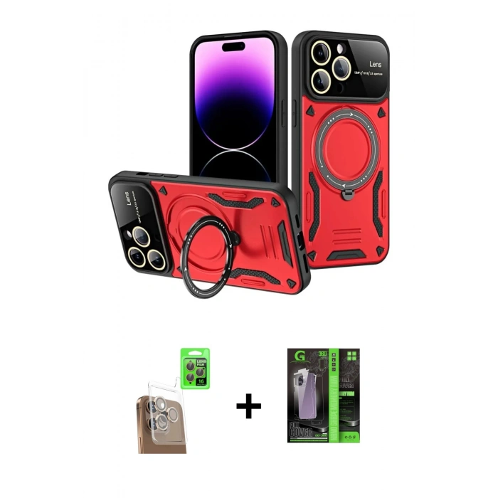 MARSİLYAN™- iPhone 16 Pro Max Kılıf Kıvılcım Modern Serisi - Şeffaf 360 Full Body Arka Koruyucu + Raze Metal Kamera Lens - CLTM