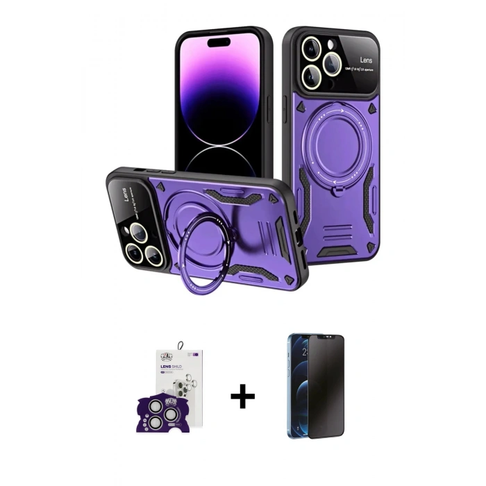 MARSİLYAN™- iPhone 16 Pro Max Kılıf Kıvılcım Modern Serisi - Siyah 3D Antistatik Hayalet Cam Ekran Koruyucu + Bilvis Titan Kamera Lens - GS