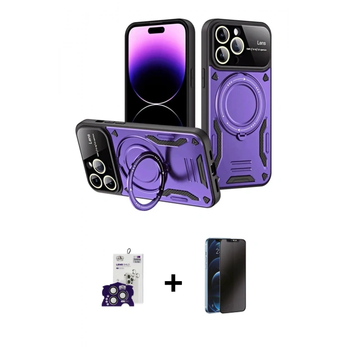 MARSİLYAN™- iPhone 16 Pro Max Kılıf Kıvılcım Modern Serisi - Siyah 3D Antistatik Hayalet Cam Ekran Koruyucu + Bilvis Titan Kamera Lens - TMGI