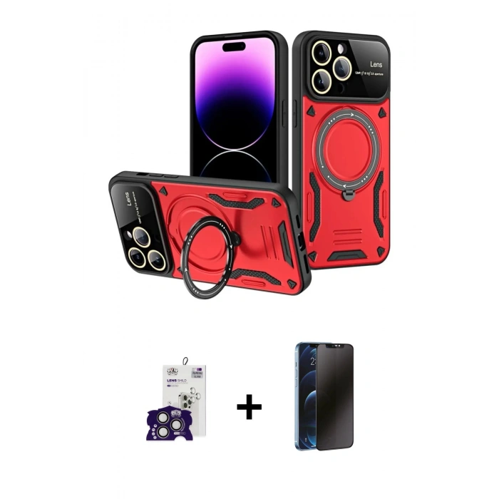 MARSİLYAN™- iPhone 16 Pro Max Kılıf Kıvılcım Modern Serisi - Siyah 3D Antistatik Hayalet Cam Ekran Koruyucu + Bilvis Titan Kamera Lens - TMGI