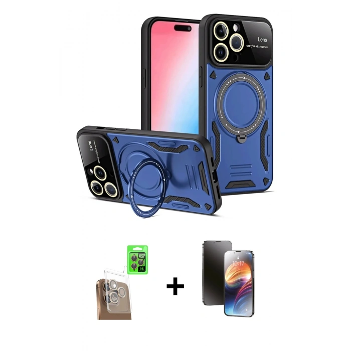 MARSİLYAN™- iPhone 16 Pro Max Kılıf Kıvılcım Modern Serisi - Siyah 3D Antistatik Mat Seramik Nano Ekran Koruyucu + Raze Metal Kamera Lens - CLTM