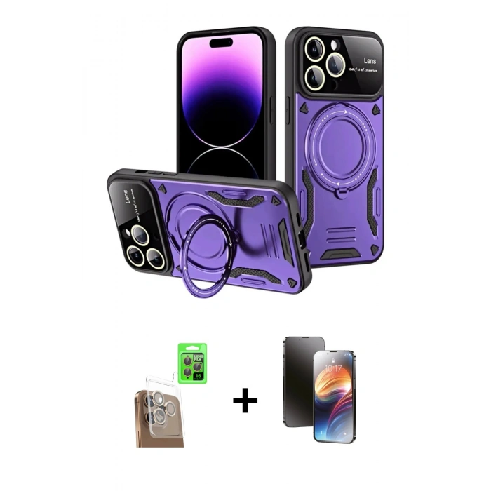 MARSİLYAN™- iPhone 16 Pro Max Kılıf Kıvılcım Modern Serisi - Siyah 3D Antistatik Mat Seramik Nano Ekran Koruyucu + Raze Metal Kamera Lens - CLTM