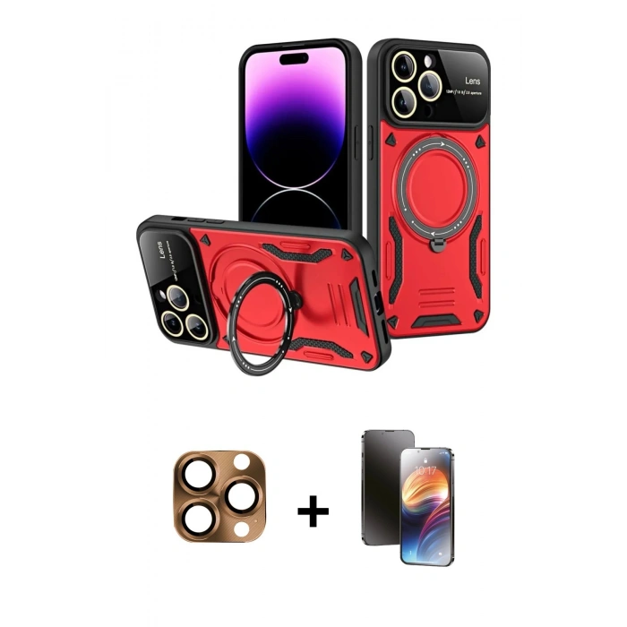 MARSİLYAN™- iPhone 16 Pro Max Kılıf Kıvılcım Modern Serisi - Siyah 3D Antistatik Mat Seramik Nano Ekran Koruyucu + Pers Alüminyum Kamera Lens - CLTM