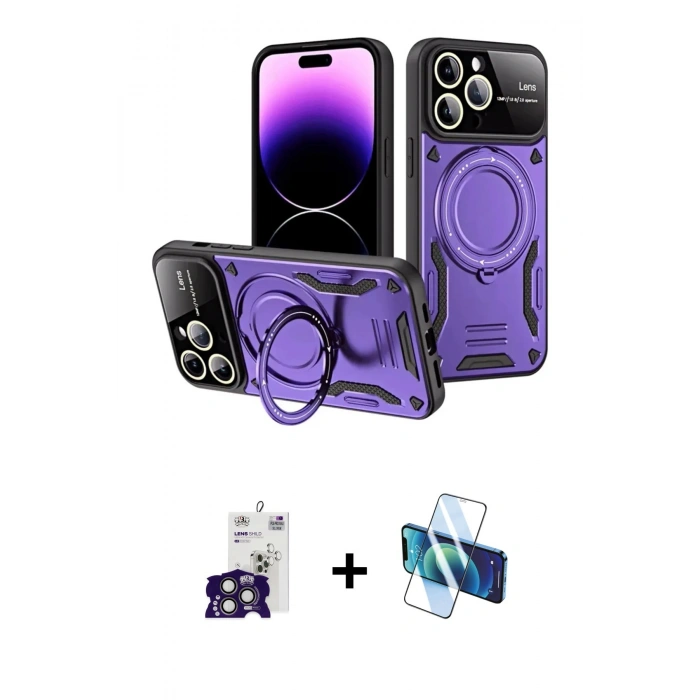 MARSİLYAN™- iPhone 16 Pro Max Kılıf Kıvılcım Modern Serisi - Siyah 3D Antistatik Seramik Nano Ekran Koruyucu + Bilvis Titan Kamera Lens - TMGI