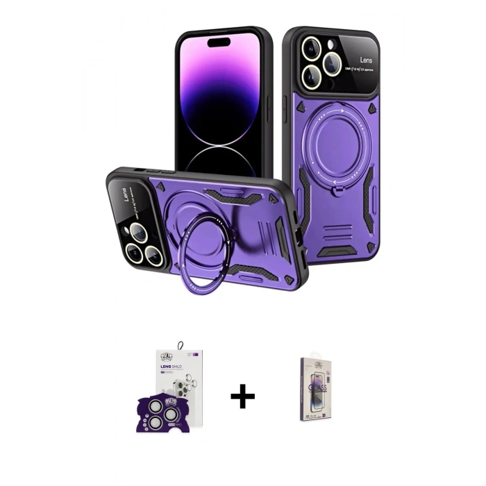 MARSİLYAN™- iPhone 16 Pro Max Kılıf Kıvılcım Modern Serisi - Siyah Bilvis 3D Cam Ekran Koruyucu + Bilvis Titan Kamera Lens - GS