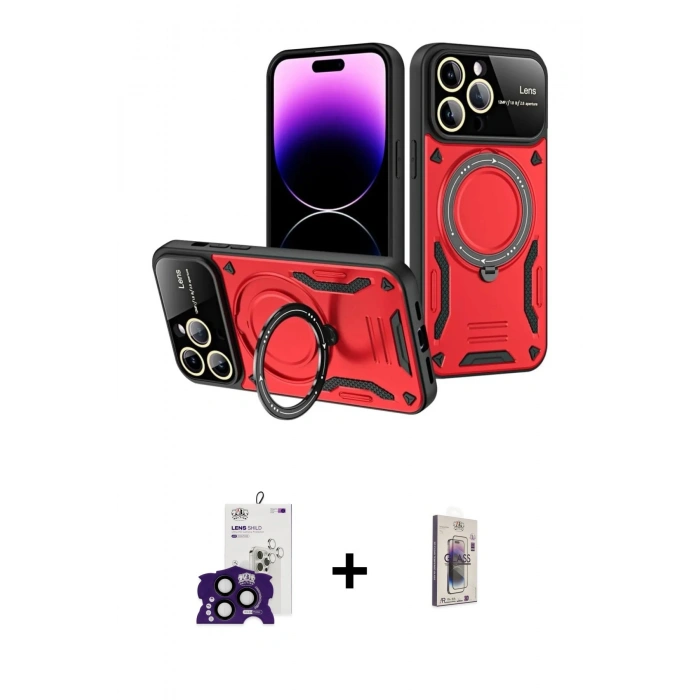 MARSİLYAN™- iPhone 16 Pro Max Kılıf Kıvılcım Modern Serisi - Siyah Bilvis 3D Cam Ekran Koruyucu + Bilvis Titan Kamera Lens - SH