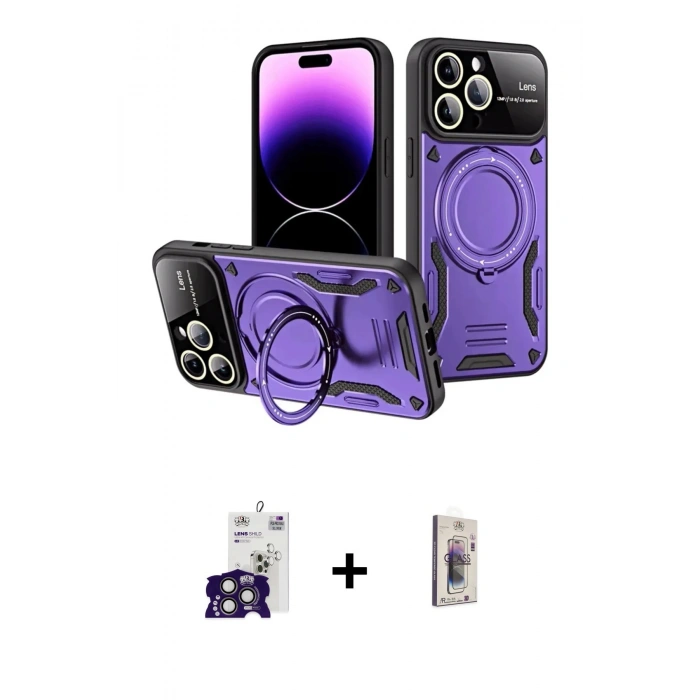 MARSİLYAN™- iPhone 16 Pro Max Kılıf Kıvılcım Modern Serisi - Siyah Bilvis 3D Cam Ekran Koruyucu + Bilvis Titan Kamera Lens - TMGI