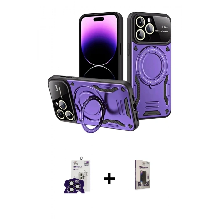 MARSİLYAN™- iPhone 16 Pro Max Kılıf Kıvılcım Modern Serisi - Siyah Bilvis Hayalet Cam Ekran Koruyucu + Bilvis Titan Kamera Lens - TMGI