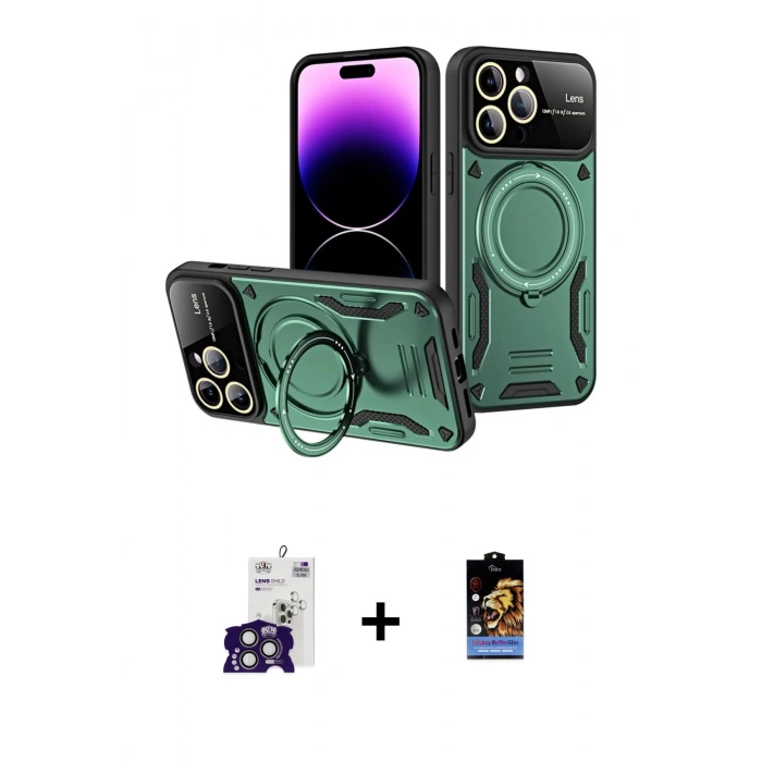 MARSİLYAN™- iPhone 16 Pro Max Kılıf Kıvılcım Modern Serisi - Siyah Buffer Hayalet Cam Ekran Koruyucu + Bilvis Titan Kamera Lens - TMGI