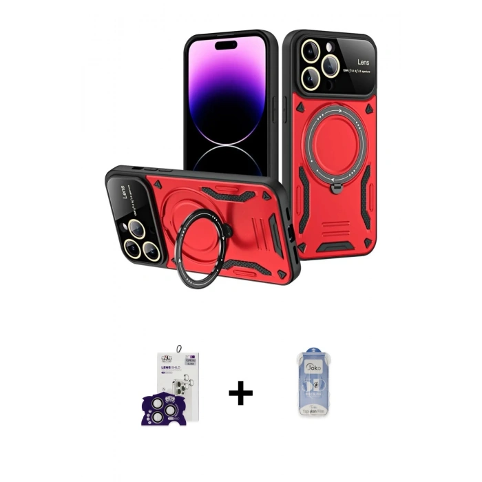 MARSİLYAN™- iPhone 16 Pro Max Kılıf Kıvılcım Modern Serisi - Siyah Joko Magic 5D Cam + Titanyum Gri Bilvis Titan Kamera Lens