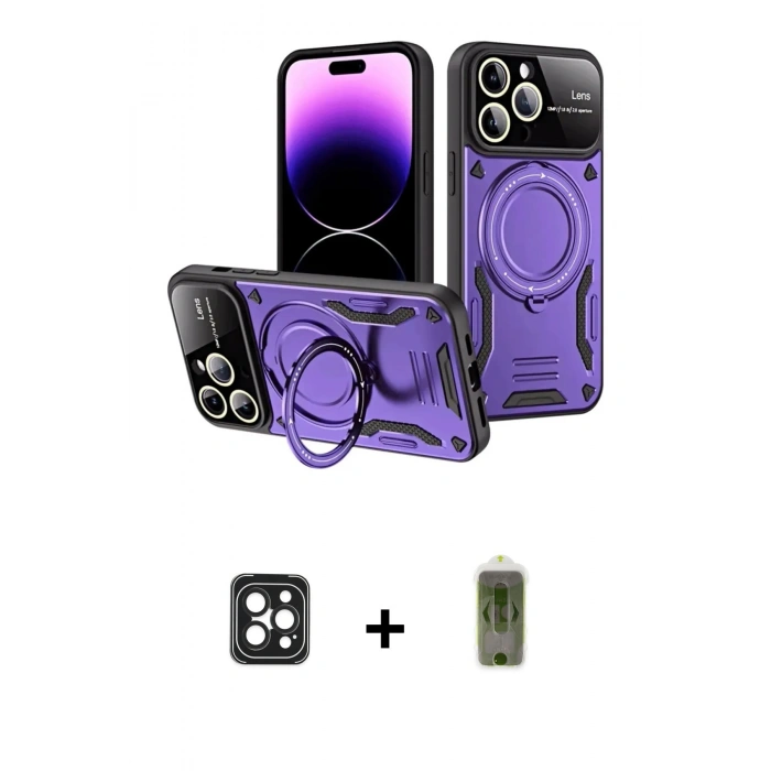 MARSİLYAN™- iPhone 16 Pro Max Kılıf Kıvılcım Modern Serisi - Siyah Joko Magic 5D Hayalet Cam + PVD Metal Kamera Lens - SH