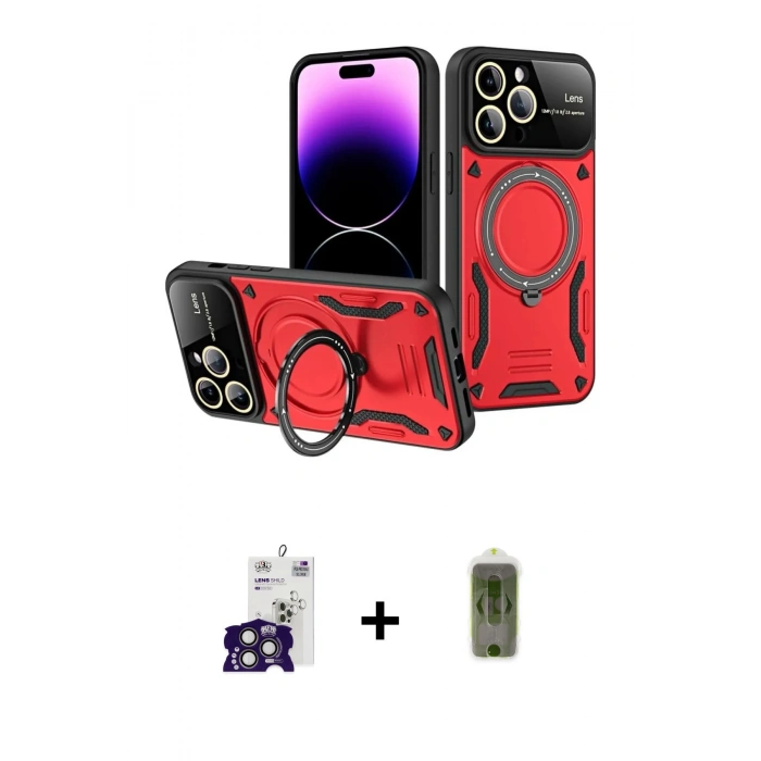 MARSİLYAN™- iPhone 16 Pro Max Kılıf Kıvılcım Modern Serisi - Siyah Joko Magic 5D Hayalet Cam + Titanyum Gri Bilvis Titan Kamera Lens