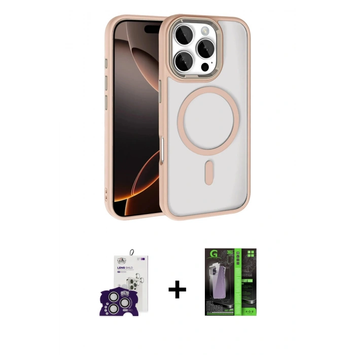 MARSİLYAN™- iPhone 16 Pro Max Kılıf Kıvılcım Prime - Şeffaf 360 Full Body Arka Koruyucu + Bilvis Titan Kamera Lens - GS