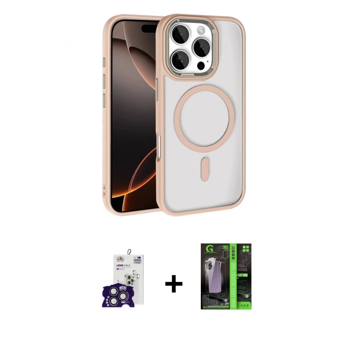 MARSİLYAN™- iPhone 16 Pro Max Kılıf Kıvılcım Prime - Şeffaf 360 Full Body Arka Koruyucu + Bilvis Titan Kamera Lens - TMGI