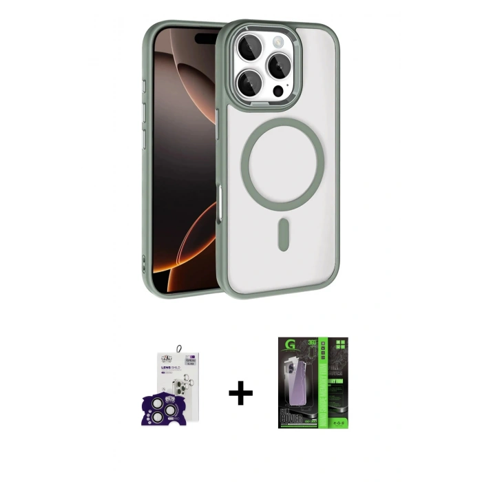 MARSİLYAN™- iPhone 16 Pro Max Kılıf Kıvılcım Prime - Şeffaf 360 Full Body Arka Koruyucu + Bilvis Titan Kamera Lens - TMGI