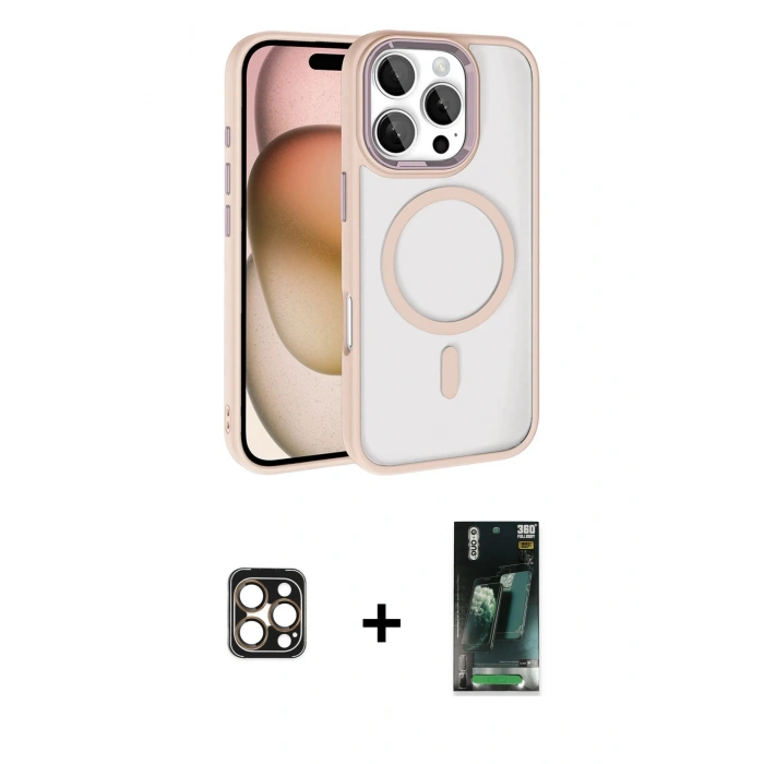 MARSİLYAN™- iPhone 16 Pro Max Kılıf Kıvılcım Prime - Siyah 360 Mat Full Body Arka Koruyucu + PVD Metal Kamera Lens - GD