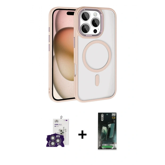MARSİLYAN™- iPhone 16 Pro Max Kılıf Kıvılcım Prime - Siyah 360 Mat Full Body Arka Koruyucu + Bilvis Titan Kamera Lens - GS