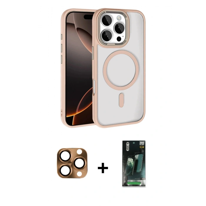 MARSİLYAN™- iPhone 16 Pro Max Kılıf Kıvılcım Prime - Siyah 360 Mat Full Body Arka Koruyucu + Pers Alüminyum Kamera Lens - CLTM