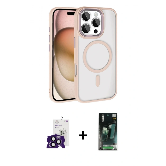 MARSİLYAN™- iPhone 16 Pro Max Kılıf Kıvılcım Prime - Siyah 360 Mat Full Body Arka Koruyucu + Bilvis Titan Kamera Lens - SH